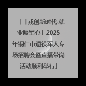 「戎创新时代·就业暖军心」2025年铜仁市退役军人专场招聘会暨直播带岗活动顺利举行