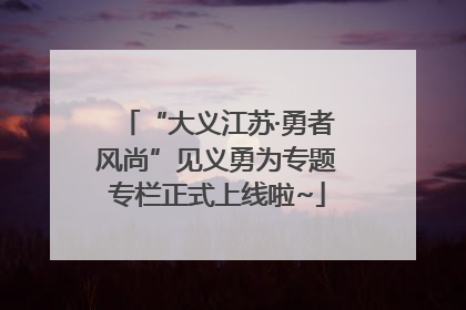 “大义江苏·勇者风尚”见义勇为专题专栏正式上线啦~