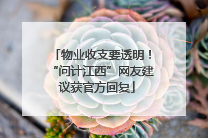 物业收支要透明！“问计江西”网友建议获官方回复
