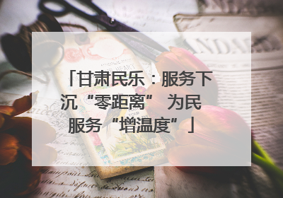 甘肃民乐：服务下沉“零距离” 为民服务“增温度”