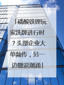 磷酸铁锂玩家洗牌进行时？头部企业大单频传，另一边撤退潮涌