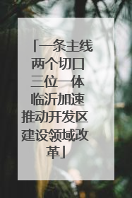 一条主线 两个切口 三位一体 临沂加速推动开发区建设领域改革