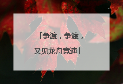 争渡，争渡，又见龙舟竞速