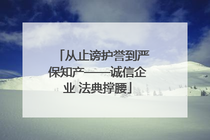 从止谤护誉到严保知产——诚信企业 法典撑腰