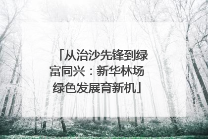 从治沙先锋到绿富同兴：新华林场绿色发展育新机