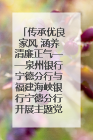 传承优良家风 涵养清廉正气——泉州银行宁德分行与福建海峡银行宁德分行开展主题党日活动