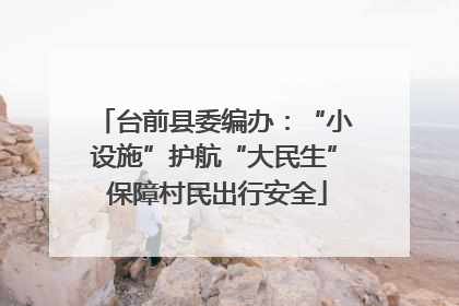 台前县委编办：“小设施”护航“大民生” 保障村民出行安全