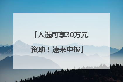 入选可享30万元资助！速来申报