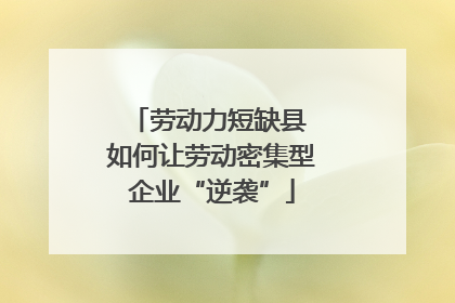 劳动力短缺县 如何让劳动密集型企业“逆袭”