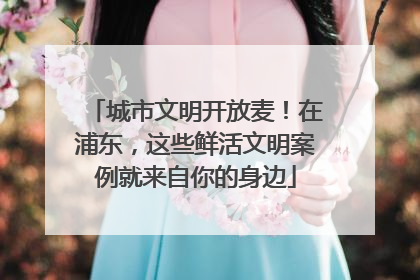 城市文明开放麦！在浦东，这些鲜活文明案例就来自你的身边