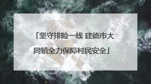 坚守排险一线 建德市大同镇全力保障村民安全