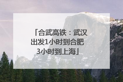 合武高铁：武汉出发1小时到合肥3小时到上海