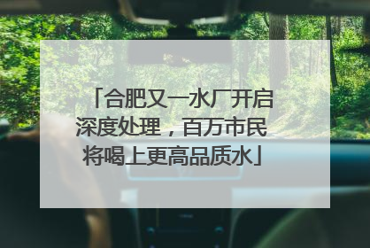 合肥又一水厂开启深度处理，百万市民将喝上更高品质水