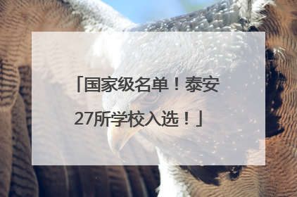 国家级名单！泰安27所学校入选！