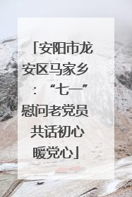 安阳市龙安区马家乡：“七一”慰问老党员 共话初心暖党心