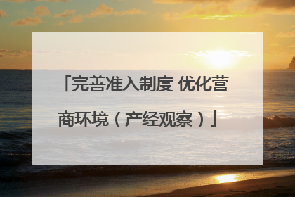 完善准入制度 优化营商环境（产经观察）