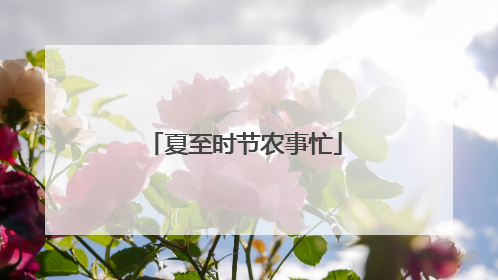 夏至时节农事忙