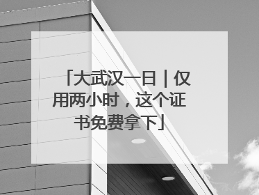 大武汉一日｜仅用两小时，这个证书免费拿下