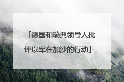 德国和瑞典领导人批评以军在加沙的行动
