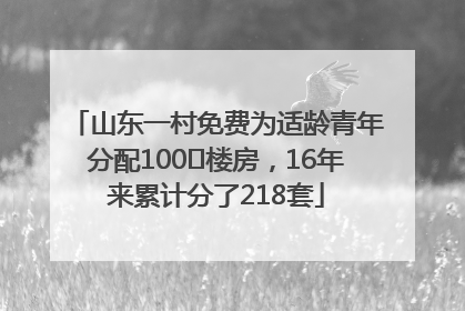 山东一村免费为适龄青年分配100㎡楼房，16年来累计分了218套