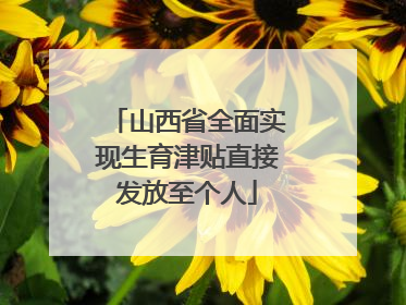 山西省全面实现生育津贴直接发放至个人