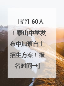 招生60人！泰山中学发布中加班自主招生方案！报名时间→