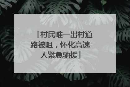 村民唯一出村道路被阻，怀化高速人紧急驰援