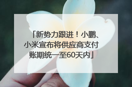 新势力跟进！小鹏、小米宣布将供应商支付账期统一至60天内