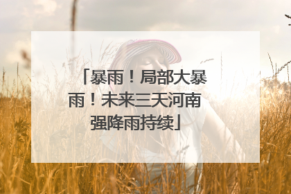 暴雨！局部大暴雨！未来三天河南强降雨持续