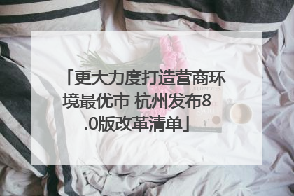 更大力度打造营商环境最优市 杭州发布8.0版改革清单