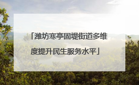 潍坊寒亭固堤街道多维度提升民生服务水平