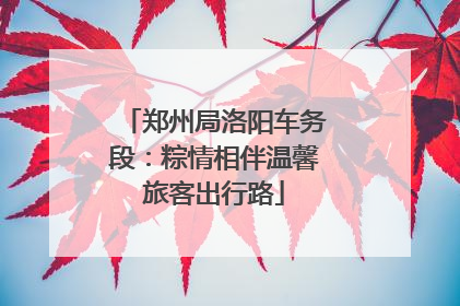 郑州局洛阳车务段：粽情相伴温馨旅客出行路