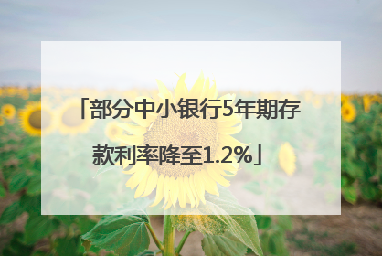部分中小银行5年期存款利率降至1.2%