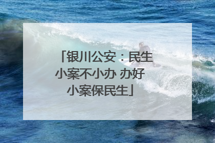 银川公安：民生小案不小办 办好小案保民生