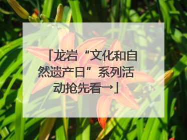 龙岩“文化和自然遗产日”系列活动抢先看→