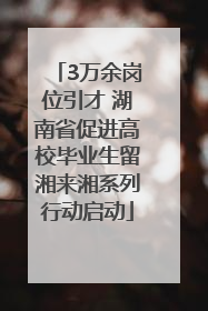 3万余岗位引才 湖南省促进高校毕业生留湘来湘系列行动启动