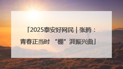 2025泰安好网民|张腾:青春正当时 “棚”湃振兴曲