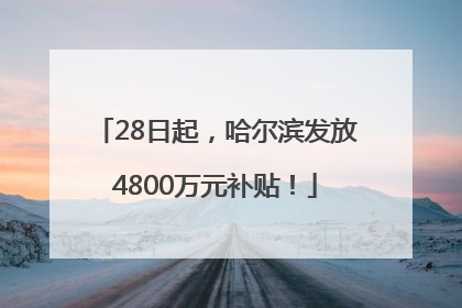 28日起，哈尔滨发放4800万元补贴！